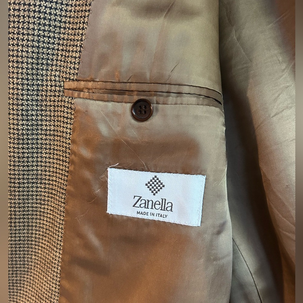 Zanella Men's Blazer in Brown and Black Check, BIG & TALL Sports Coat - Picture 3 of 12